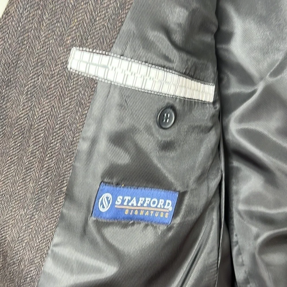 Stafford Signature 2 Button Black Brown Wool Tweed Sportscoat Blazer Sz 44R